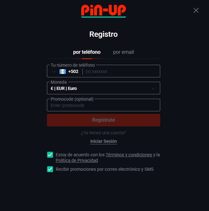 Casino Pin Up - registro